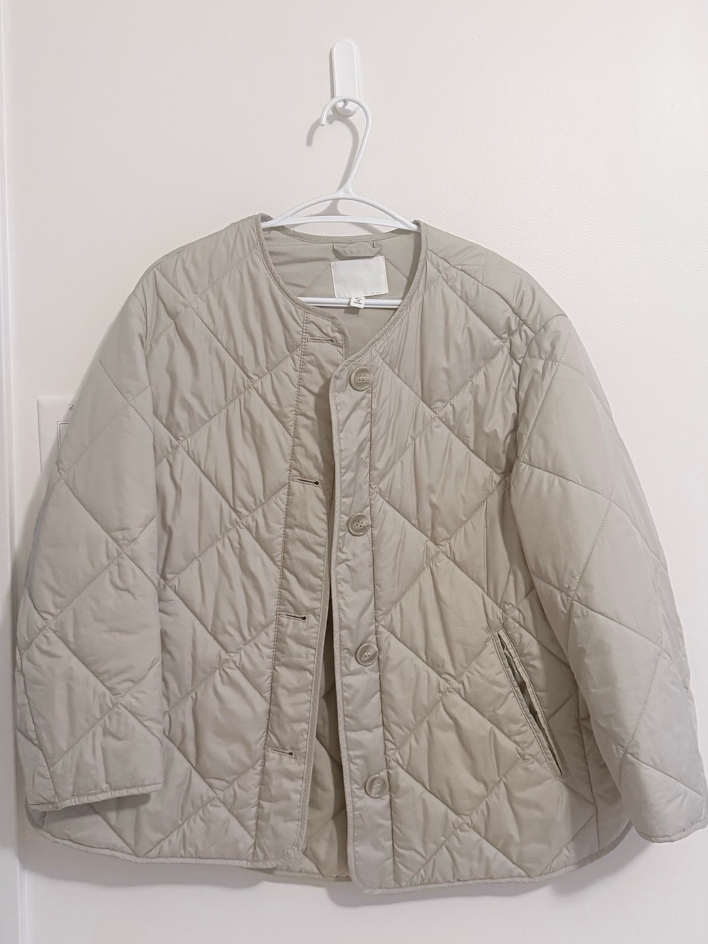 H&M Light Beige Quilted Puffer Jacket